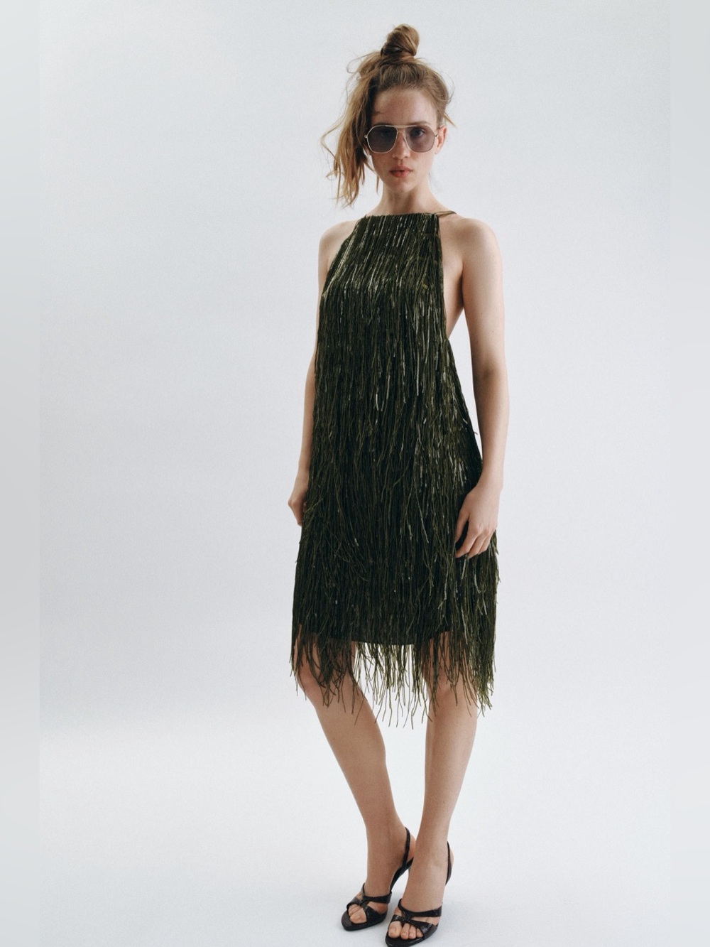 NWT Zara Woman Bloggers Fav ZW COLLECTION FRINGED SEQUIN DRESS Size XS